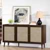 MAYEERTY Walnut 591531" Modern Sideboard Buffet with 3 Rattan Doors - Living Room, Entryway - 3 of 4