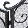 Spassway 3 Panel Metal Fireplace Screen With Decorative Scroll Foldable Fire Spark Guard Cover with Decorative Mesh for Living Room - 3 of 4