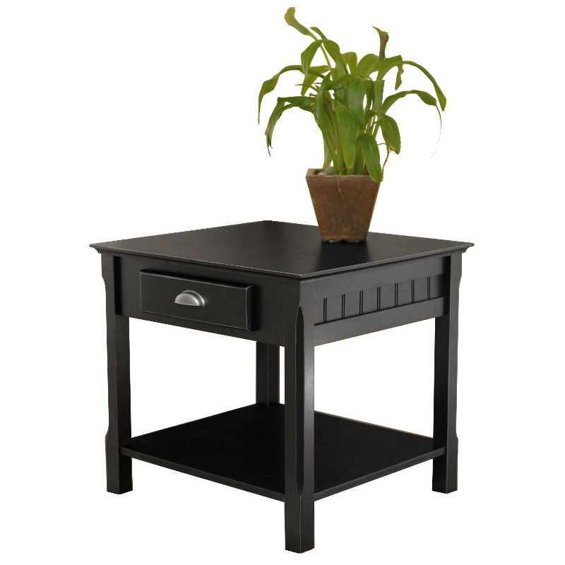 Timber End Table with One Drawer and Shelf - Black - Winsome, 6 of 8