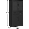 71 Inch Tall Metal Garage Storage Cabinet, Display Cabinet with Glass Doors, 2 Drawers & 2 Adjustable Shelves, Lockable Garage Organizer for Office - 2 of 4