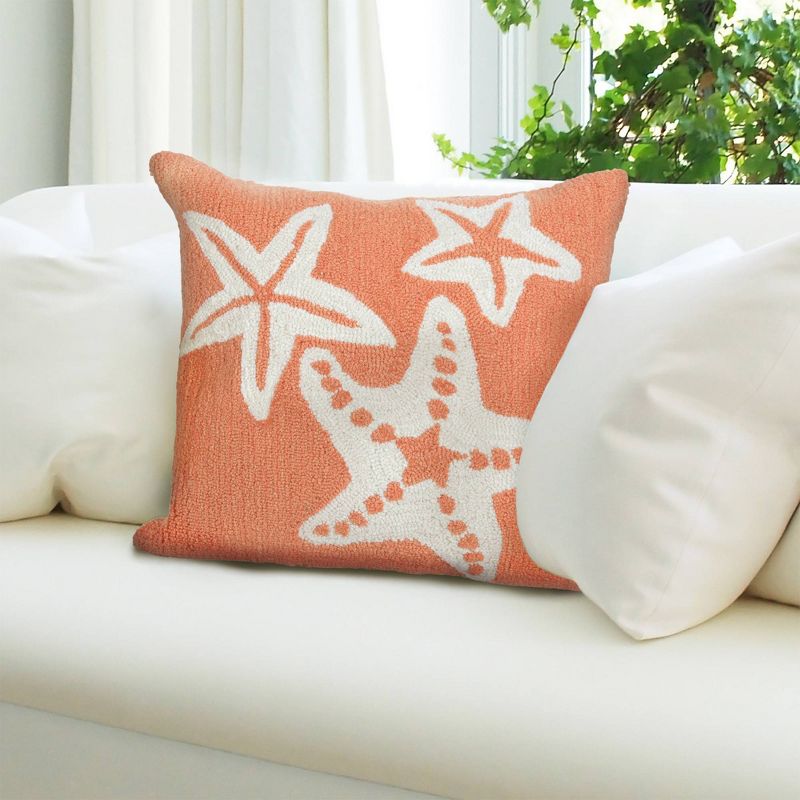 18&#34;x18&#34; Front Porch Starfish Print Indoor/Outdoor Square Throw Pillow Coral - Liora Manne, 3 of 6