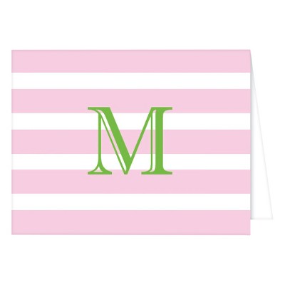 "M" Monogram Cabana Stripe Folded Notes Light Pink