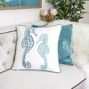 ChicFurnit Bed Pillows Spa Seahorses Home Pillow Velvet Pillow with Hidden Zipper Cotton Pillows for Living Room Decoration, Blue, 20"*1"*20" - 2 of 4
