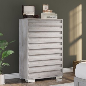 AMERLIFE 5 Drawer Dresser, Farmhouse 47" Tall Chest of Drawers with Slat Handles - 1 of 4