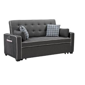 VYNXARIA 70" Modern Gray Fabric Sleeper Sofa with 2 USB Charging Ports and 4 Accent Pillows - 1 of 4