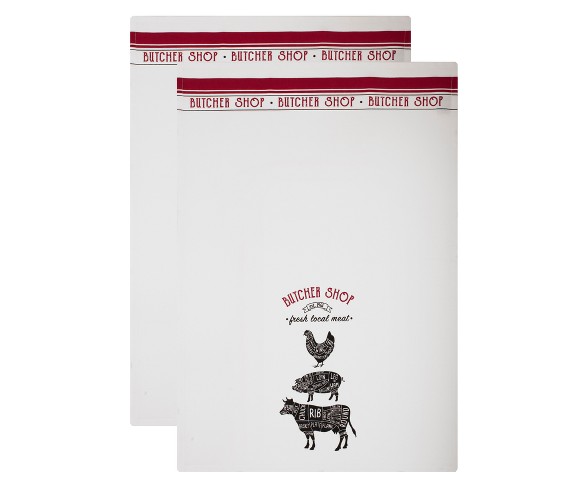 Kitchen Towel White/Red Set of 2 - Mu Kitchen
