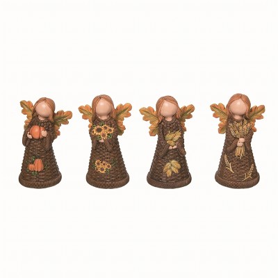 Transpac Resin Multicolor Harvest Angel Figurines Set of 4