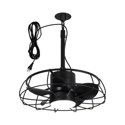 Parrot Uncle 20 Inch Black Modern Cage Ceiling Fan with Light Remote Metal Outdoor Ceiling Fans for Hallway Gazebo