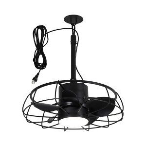 Parrot Uncle 20 Inch Black Modern Cage Ceiling Fan with Light Remote Metal Outdoor Ceiling Fans for Hallway Gazebo - 1 of 4