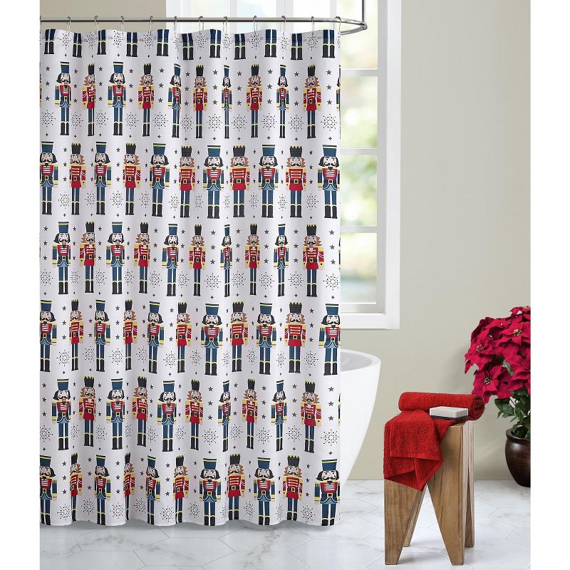 Kate Aurora Holiday Living Christmas Nutcrackers Fabric Shower Curtain, 1 of 4
