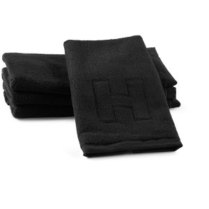 Waterdale Collection - Black Initial Embossed Finger Towel - 1 of 4