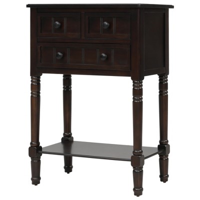 VYNXARIA Narrow Console Table, Slim Sofa Table with Three Storage Drawers and Bottom Shelf for Living Room, Easy Assembly (Espresso)