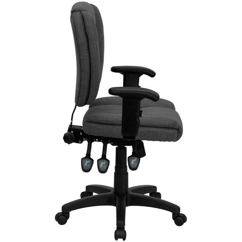 Flash Furniture Mid-Back Multifunction Swivel Ergonomic Task Office Chair with Pillow Top Cushioning and Adjustable Arms, 3 of 6