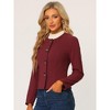 INSPIRE CHIC Women's Casual Fall Round Neck Button Front Elegant Work Blazer - 2 of 4
