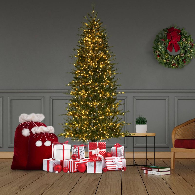 7ft Pre-Lit LED Asheville Artificial Christmas Tree - Haute D&#233;cor, 4 of 5