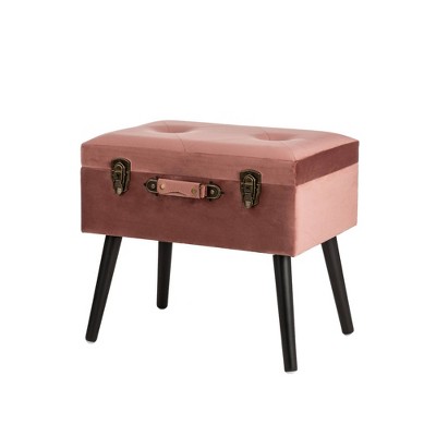 20" Velvet Upholstered Storage Stool Pink - Glitzhome