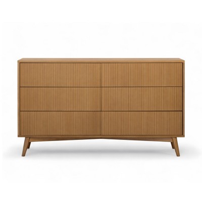 Tremolo Modern Boho 6-Drawer Dresser with Solid Wood & Contemporary Fluted Fronts - Teamson Home