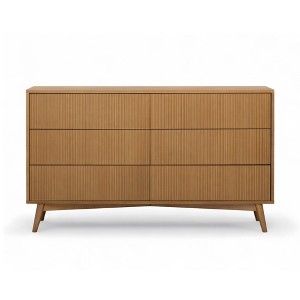 Tremolo Modern Boho 6-Drawer Dresser with Solid Wood & Contemporary Fluted Fronts - Teamson Home - 1 of 4