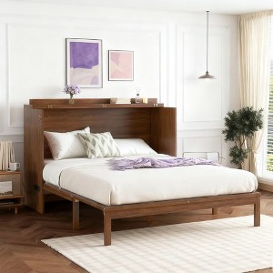 Luxystar Queen Size Murphy Bed with Large Drawer, Power Station and Rattan Panel for Livingroom and Small Apartments - 1 of 4