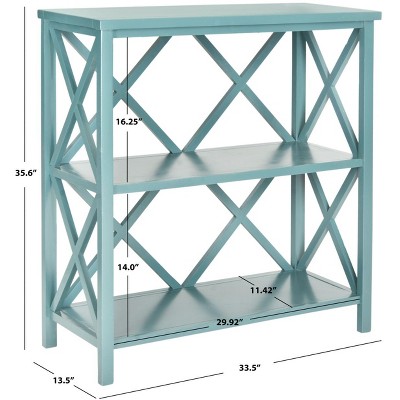 Transitional Liam 2-Tier Open Bookcase in Slate Teal