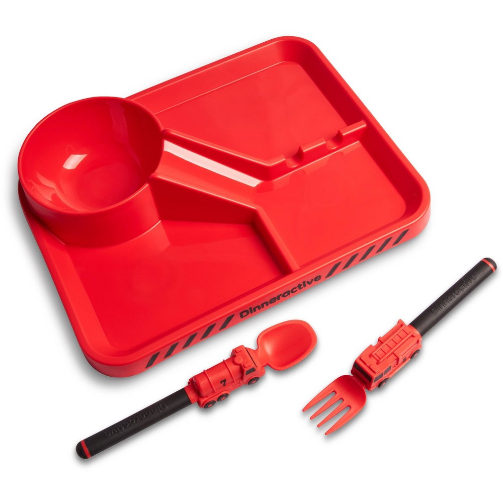 Photos - Other kitchen utensils 3pc Plastic Firefighter Dinnerware Set - Dinneractive