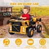 12V Kids Ride-On Dump Truck with Remote Control, Bluetooth/MP3, LED Lights, 4-Wheel Suspension, Automatic Lifting Bed, Dual Motors - 4 of 4