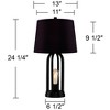 360 Lighting Marcel Industrial Table Lamps 24 1/4" High Set of 2 with USB Charging Port and Nightlight LED Black Drum Shade for Bedroom Bedside Desk - 4 of 4