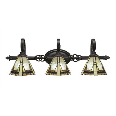 Toltec Lighting Elegante 3 - Light Vanity in  Dark Granite with 7" Zion Art Glass Shade