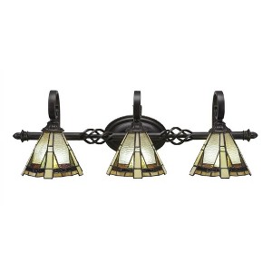 Toltec Lighting Elegante 3 - Light Vanity in  Dark Granite with 7" Zion Art Glass Shade - 1 of 1