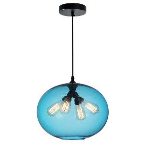 CWI Lighting Glass 4 Light Down Pendant With Blue Finish - 1 of 4