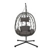 Coolbibila Outdoor Patio Garden Wicker Egg Hanging Swing Basket Chair,Indoor Cushion Hammock Egg Chair with Stand for Bedroom,Living Room - 3 of 4