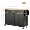 JUJABU Kitchen Island Cart with Solid Wood Top and Locking Wheels, 54.3 Inch Width, 4 Door Cabinet - 4 of 4