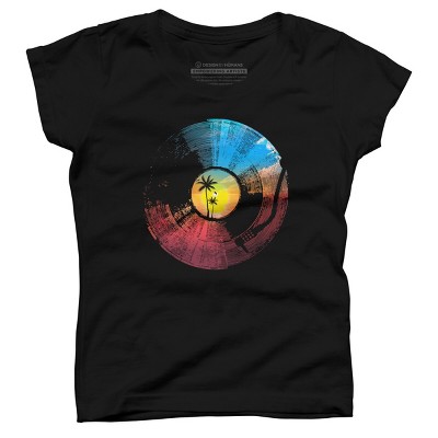 Girl's Design By Humans Palm Tree Tropical Sounds Vinyl By clingcling T-Shirt