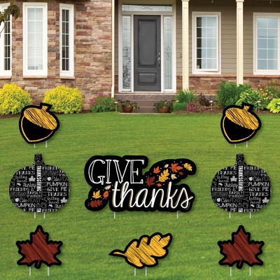 Big Dot of Happiness Give Thanks - Yard Sign and Outdoor Lawn Decorations - Thanksgiving Yard Signs - Set of 8