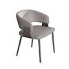 Dining Chairs Set of 2, Modern PU Leather Kitchen Chairs with Metal Legs - Ergonomic Armrests, Comfortable Sponge Cushion,grey - 2 of 4