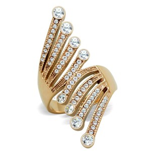 Slickblue Women’s Pave-Style Ring in IP Rose Gold Stainless Steel, Clear CZ Stones, Polished Sparkling Band, size 5-9 - 1 of 4