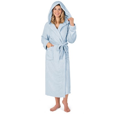 PAVILIA Women Robe with Hood, Fleece Plush Soft Long Hooded Robe, Fluffy Fuzzy Cozy Warm Bathrobe Shower Spa House