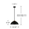 Possini Euro Design Black Gold Pendant Light 15 1/2" Wide Modern Industrial Dome Metal Shade for Dining Room House Foyer Kitchen - 4 of 4