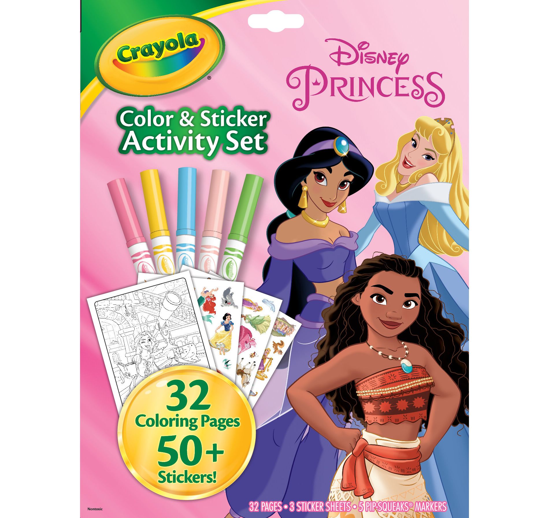 Crayola Princess Color & Sticker Activity Set: Disney Princess Coloring Book for Kids with Markers & Stickers, Ages 3+