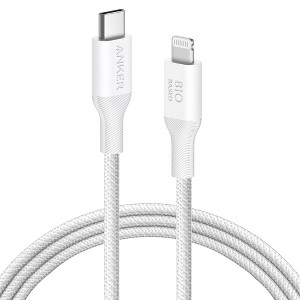 Anker 6' Bio-Braided Lightning to USB-C ECO Friendly Fast Charging Cable - White - 1 of 4