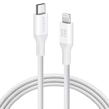 Anker 6' Bio-Braided Lightning to USB-C ECO Friendly Fast Charging Cable - White