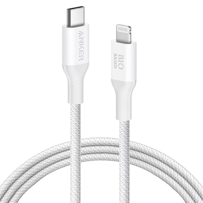 Anker 6&#39; Bio-Braided Lightning to USB-C ECO Friendly Fast Charging Cable - White, 1 of 6