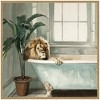 Kate & Laurel All Things Decor 30"x30" Sylvie Lion Relaxing in Tub Zen Bathroom Framed Canvas by The Creative Bunch Beaded Natural - 2 of 4