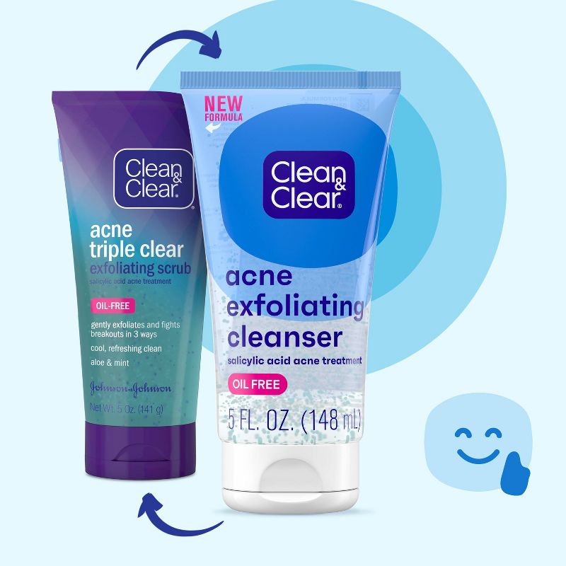 Clean &#38; Clear Acne Triple Clear Exfoliating Facial Scrub with Salicylic Acid, Aloe &#38; Mint - 5 oz, 3 of 10