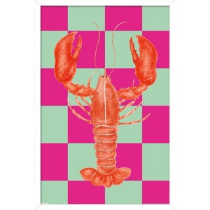 Trends International Reinders: Food - Pink Checkers Lobster Framed Wall Poster Prints - 1 of 4