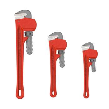 Fleming Supply 3-Piece Plumber's Adjustable Pipe Wrench Set - 8", 10", and 14"