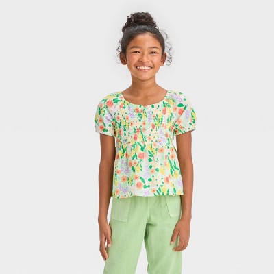 Toddler Floral Woven White Smock Top with Jeggings Set - Cracker