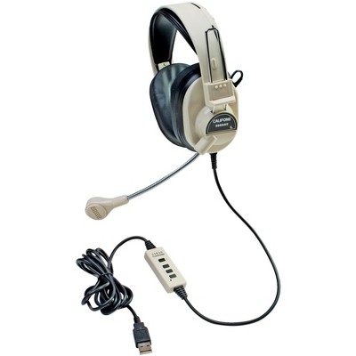 Califone 3066-USB Deluxe Over-Ear Stereo Headset with Gooseneck Microphone, USB Plug, Beige, Each