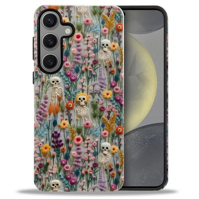 BONGEEK Case Compatible with Samsung Galaxy S24,Scratch Resistant Hybrid 2-Layer Hard Shell Bright Phone Case, Bloom Floral Halloween