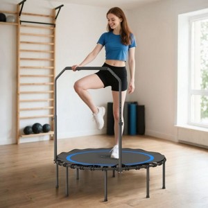 NAYSAYE 45" Mini Rebounder Trampoline with Bar, 330LBS Fitness , Adjustable Handle Whole-Body Workout, Relaxation at Home, Blue, 45"*45"*50.8" - 1 of 4